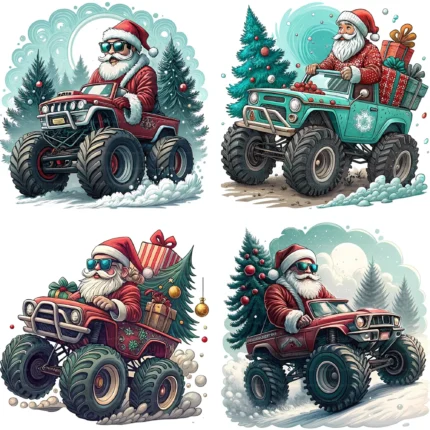 Santa Monster Truck Clipart