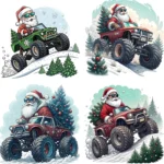 Santa Monster Truck Clipart