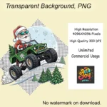 Santa Monster Truck Clipart PNG – Christmas Digital Download for Kids Crafts, Sublimation, Holiday Cards & Party Decor - Image 5
