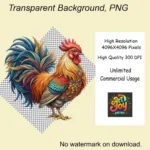 20 Rooster Clipart Bundle, 20 PNGs Farm Animal Clip Art for Printable Crafts & Junk Journals, Instant Download - commercial use - Image 5