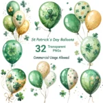 St. Patrick’s Day Green Balloons Clipart
