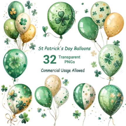 St. Patrick’s Day Green Balloons Clipart