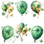 32 St. Patrick’s Day Green Balloons Clipart Bundle, Festive PNG Illustrations, Irish Celebration Graphics for Digital & Printable Crafts - Image 3