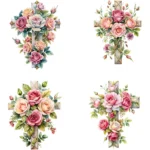 Cross with Roses Clipart