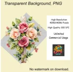 15 Cross with Roses Clipart – Buy Elegant Easter Cross PNG Graphics for Christian Digital & Printable Crafts, Commercial Use - Image 5