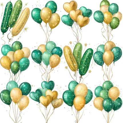 Art Joy Print Emerald and Gold Balloons Clipart