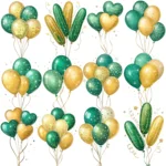 Emerald and Gold Balloons Clipart