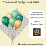 24, Emerald and Gold Balloons Clipart Bundle – Buy Now St. Patrick's Day Balloon PNG Graphics, Festive Digital Clipart for Crafts & Decorations - Image 4