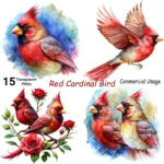 Watercolor Red Cardinal Clipart