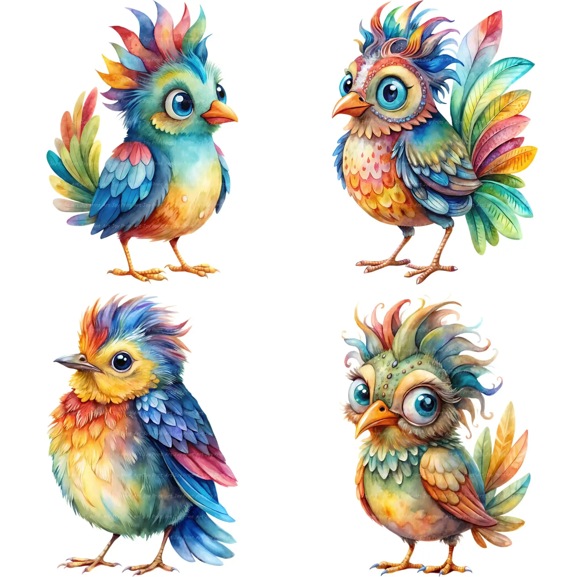 Art Joy Print Quirky Birds Clipart