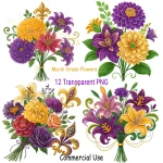 Mardi Gras Floral Bouquet Clipart