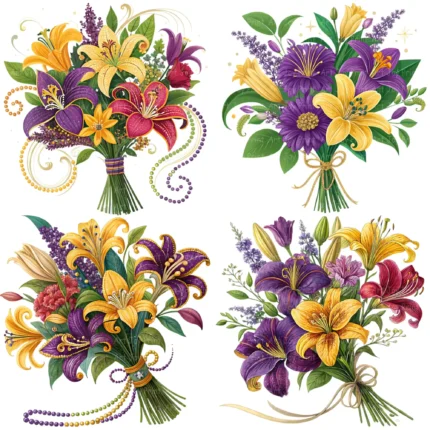 Mardi Gras Floral Bouquet Clipart