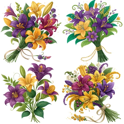 Art Joy Print Mardi Gras Floral Bouquet Clipart