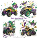 Mardi Gras Monster Truck Clipart