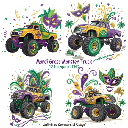 Mardi Gras Monster Truck Clipart