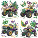 Mardi Gras Monster Truck Clipart