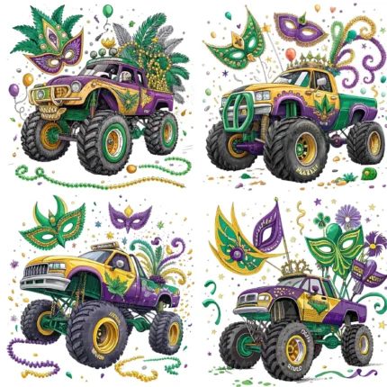 Mardi Gras Monster Truck Clipart