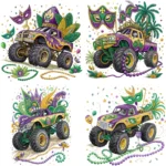 Mardi Gras Monster Truck Clipart