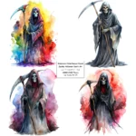 Watercolor Grim Reaper Clipart