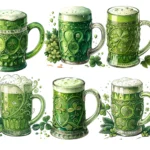 12 Watercolor Green Beer Mug Clipart Bundle – St. Patrick’s Day PNG, Irish Pub Sublimation, Digital Download for Party Decor & Crafts - Image 3