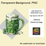 12 Watercolor Green Beer Mug Clipart Bundle – St. Patrick’s Day PNG, Irish Pub Sublimation, Digital Download for Party Decor & Crafts - Image 5
