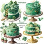 Watercolor Emerald Green Cake Clipart