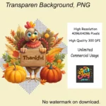 Buy Cute Turkey Clipart PNG | Thanksgiving Fall Cartoon Turkey Graphics for Stickers, Cards, Crafts, Sublimation, Printing, and Scrapbooking - Image 6