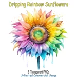 Dripping Rainbow Sunflowers Clipart