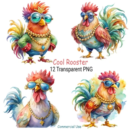 Cool Rooster Printable Clipart