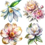 Metallic Spring Flowers Clipart