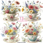 Wildflower Teacup Clipart