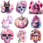 42 Pink Halloween Clipart Bundle | Buy Spooky Bats, Skulls, Skeletons, Ghosts, Pumpkins,Pink Halloween Clipart Bundle Cats Clip Art - Image 2