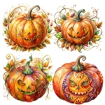 18 Watercolor Spooky Pumpkin Clipart Bundle – Buy Now Halloween Pumpkin PNGs - Image 3