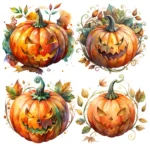 18 Watercolor Spooky Pumpkin Clipart Bundle – Buy Now Halloween Pumpkin PNGs - Image 4