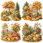 Buy Fall Garden Watercolor Clipart – Autumn Harvest Garden PNGs for Junk Journals, Paper Crafts, Printables - Image 2