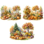 Buy Fall Garden Watercolor Clipart – Autumn Harvest Garden PNGs for Junk Journals, Paper Crafts, Printables - Image 5