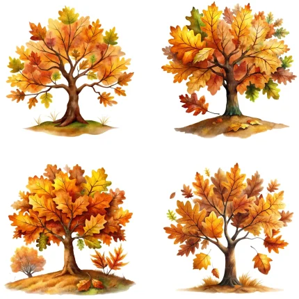 Art Joy Print Fall Oak Tree Clipart