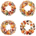 , Buy Autumn Leaf Watercolor Rustic Leaves Fall Wreath Clipart Wreath, Natural Fall Foliage Wreath Graphics - Image 2