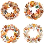 , Buy Autumn Leaf Watercolor Rustic Leaves Fall Wreath Clipart Wreath, Natural Fall Foliage Wreath Graphics - Image 3