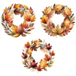 , Buy Autumn Leaf Watercolor Rustic Leaves Fall Wreath Clipart Wreath, Natural Fall Foliage Wreath Graphics - Image 4