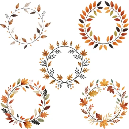 Art Joy Print Watercolor Minimal Fall Wreath Clipart