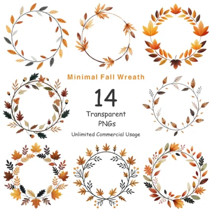 Minimal Fall Wreath Clipart