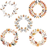 14 Watercolor Minimal Fall Wreath Clipart, Buy Autumn Leaf Wreath Clipart, Farmhouse Fall Decor - Image 2