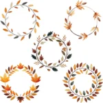 14 Watercolor Minimal Fall Wreath Clipart, Buy Autumn Leaf Wreath Clipart, Farmhouse Fall Decor - Image 3