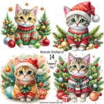Art Joy Print Christmas Cat Clipart