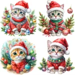 Art Joy Print Christmas Cat Clipart