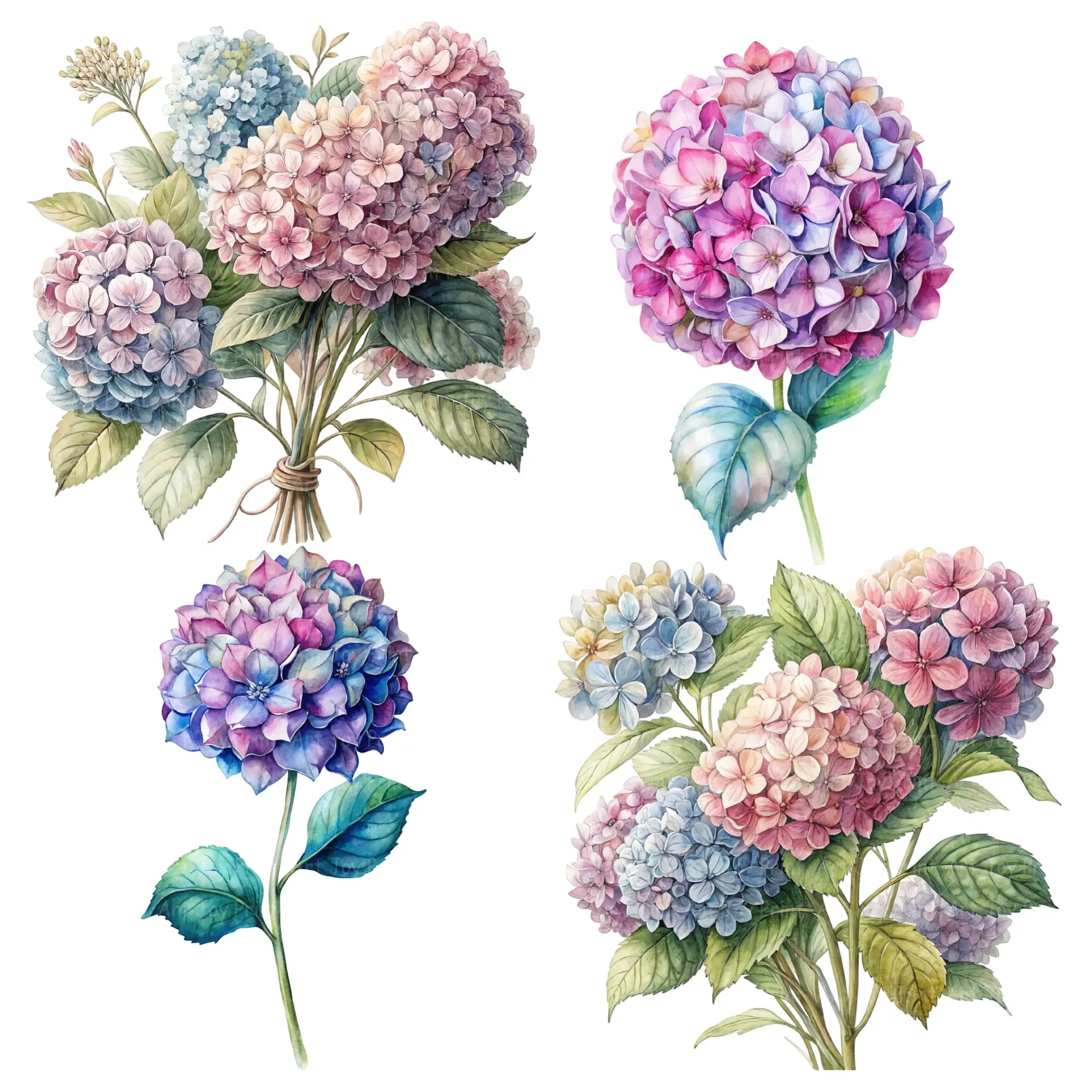 Art Joy Print hydrangea clipart bundle