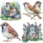 Art Joy Print Watercolor Sparrow Clipart