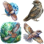 Art Joy Print Watercolor Nightjar Clipart