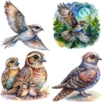 ArtJoyPrint Watercolor Nightjar Clipart